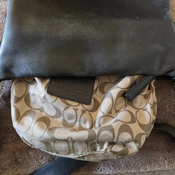 Vintage Coach Legacy Gloved Tan 9186 Black Leather Bucket Shoulder Bag Hobo - Picture 6 of 16